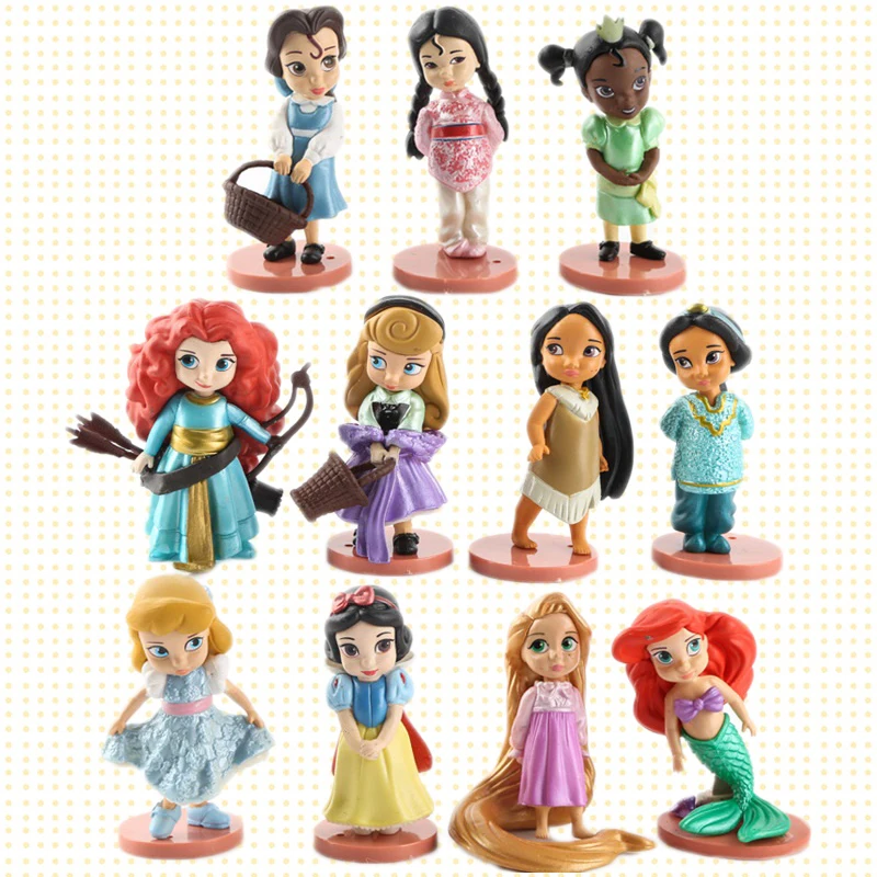 Tanie 11 sztuk zestaw Disney księżniczka Action Figures zabawki roszpunka śnieg kopciuszek biały śnieg bajki roszpunka dekoracja w formie figurki dzieci prezent