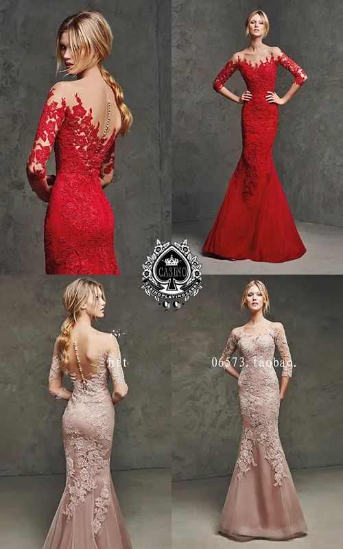

vestidos sleeves Floor Length lace appliques mermaid Evening Dresses 2015 hot sexy boat neck long prom gown Formal Evening dress