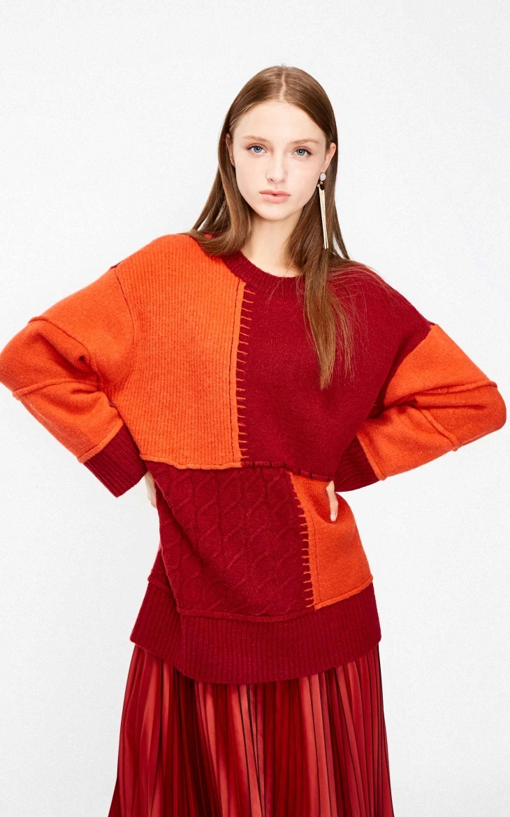 Vero Moda New Women's Assorted Colors 3D Splice Woolen Knit Sweater | 318413569