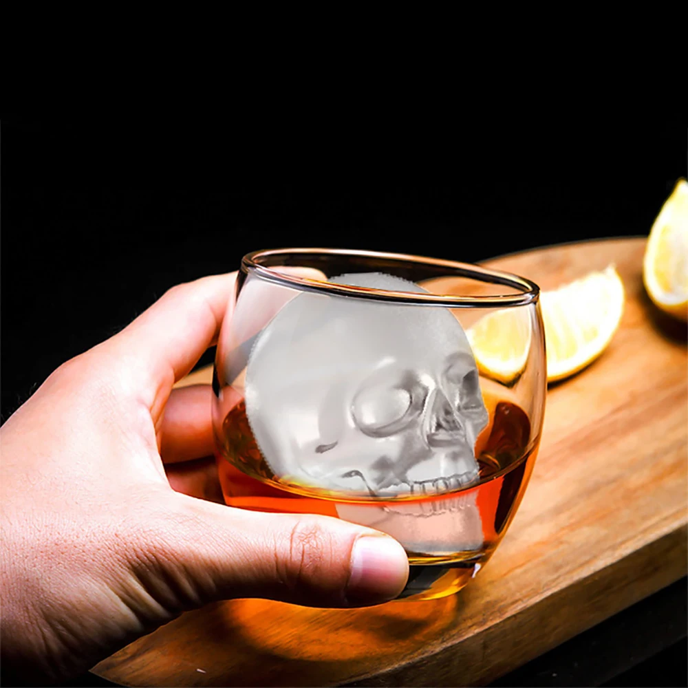 Large 3D Skull Ice Cube Tray With Funnel Silicone 4 Cavity Ice Mould For  Whiskey Wine Cocktail Ice Cube Maker Chocolate Mould - AliExpress