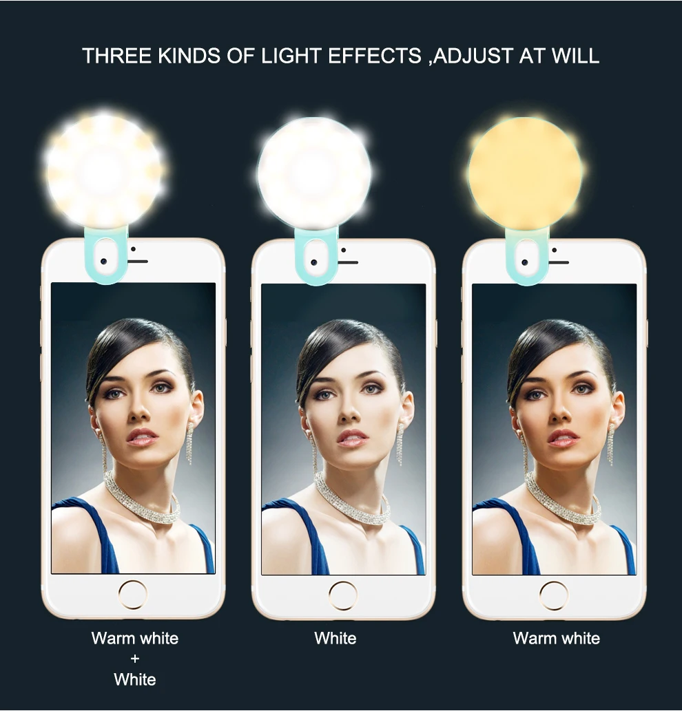 Портативный Selfie Flash Light Универсальный затемняемый заполняющий свет usb зарядка клип на мобильный телефон группа ламп для ночной фотографии