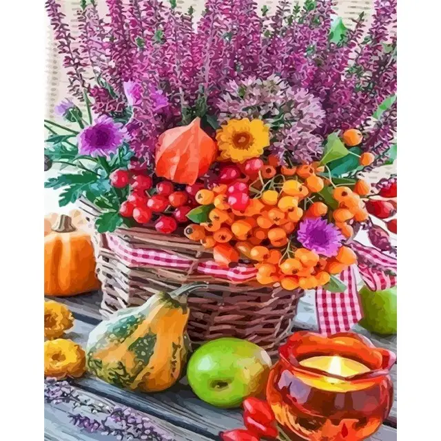 Adult Coloring By Numbers Flowers DIY Unframe Decor For Home Oil Painting By Numbers Fruit Acrylic Paint Handpainted Adult Gift 996340