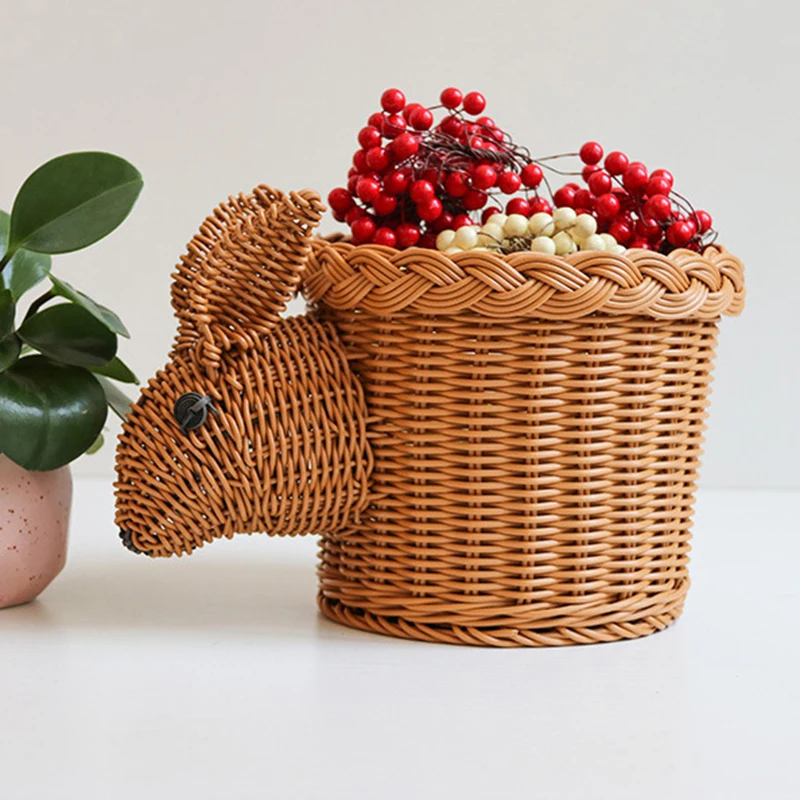 Имитация лозы держатель плетеная корзина в форме животного фруктов деревенский примитивный стиль