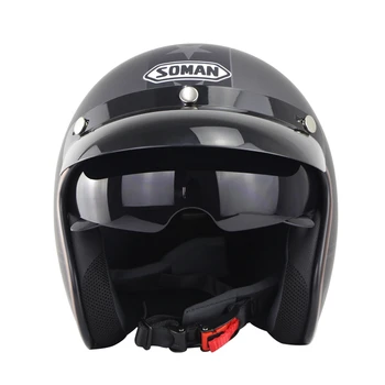 

Dot Approved Kask Motor Dual Visors 3/4 Helmets Chopper Motorcycle Helmet Soman SM521 Half Face casco capacete moto
