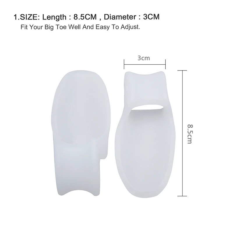 Description Picture 5 of item2/4pcs Silicone Toes Separator Bunion Bone Ectropion Adjuster Toes Outer Appliance Foot Care Tools Hallux Valgus Corrector C147