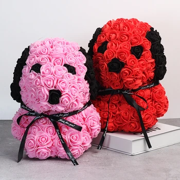 

Dropshipping 25cm Teddy Rose dog Artificial Flower Rose of dog Christmas Decoration for Home Valentines Women Mother 's Gifts