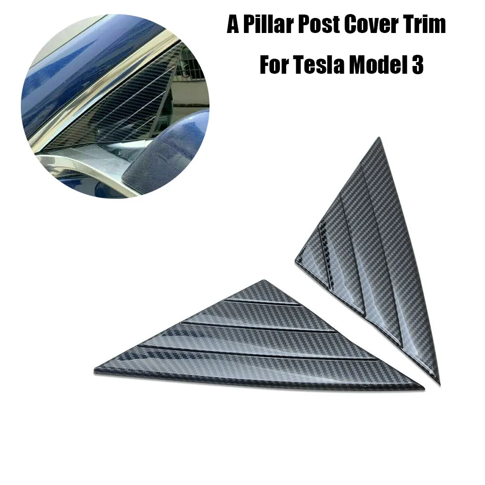 

For Tesla Model 3 Carbon Fiber Side Wing Mirror Bracket A Pillar Post Cover Trim 2PCS