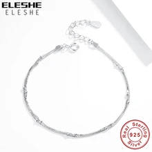 Подлинный eleshe 925 пробы Серебряная Двойная Цепочка Слои сферах браслет для Для женщин Серебряный браслет-цепочка Модные украшения подарок на год