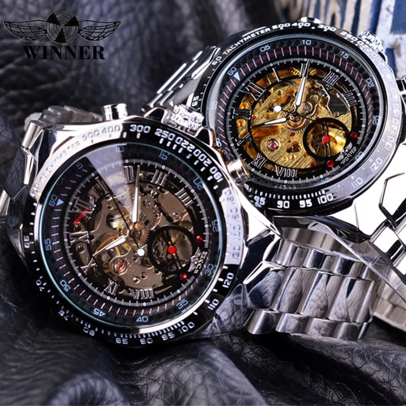 Winner лучший бренд Роскошные автоматические механические часы мужские модные из