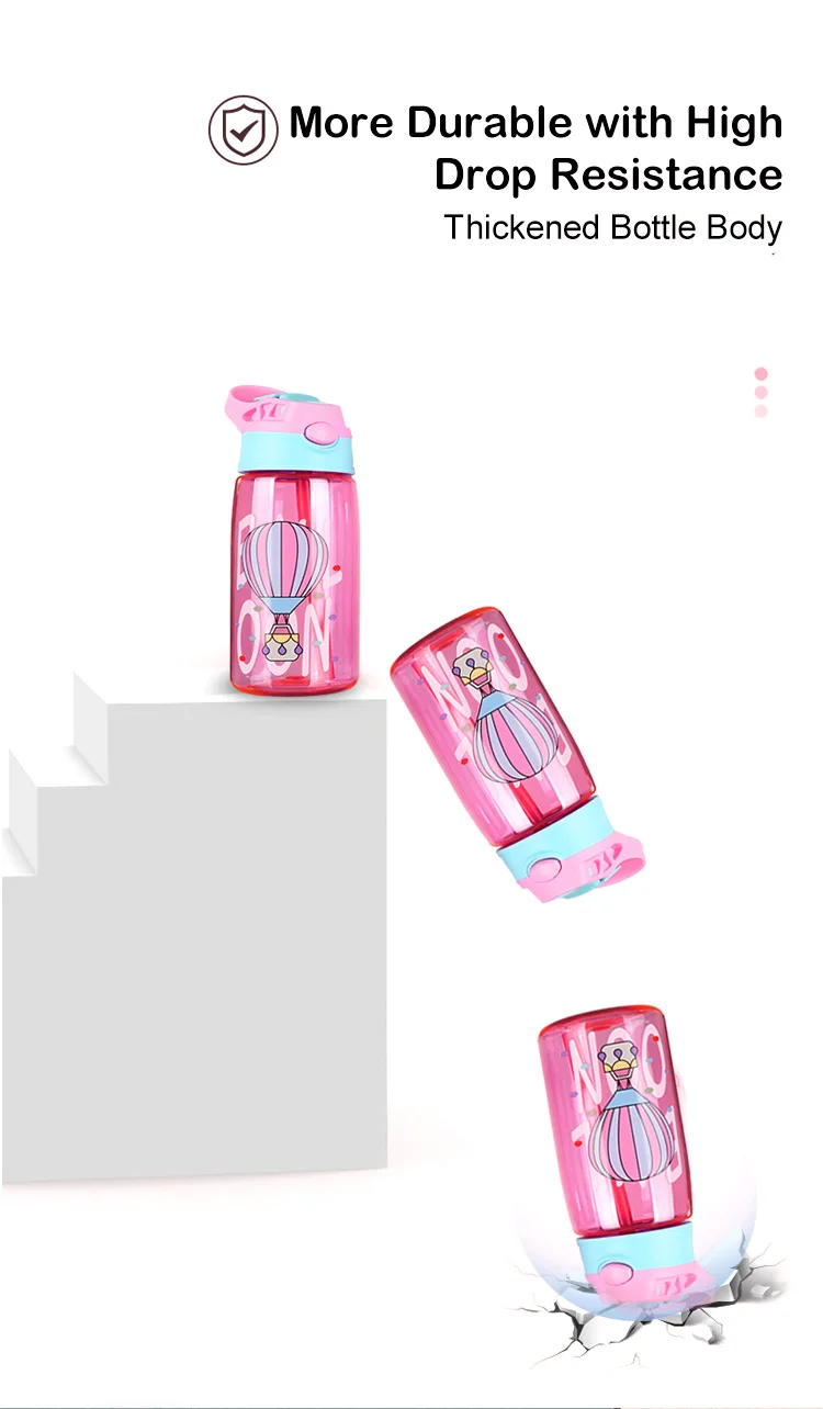 480ML Kids Water Cup Creative Cartoon Baby Feeding Cups With Straws Leakproof Water Bottles Outdoor Portable Childrens Cups