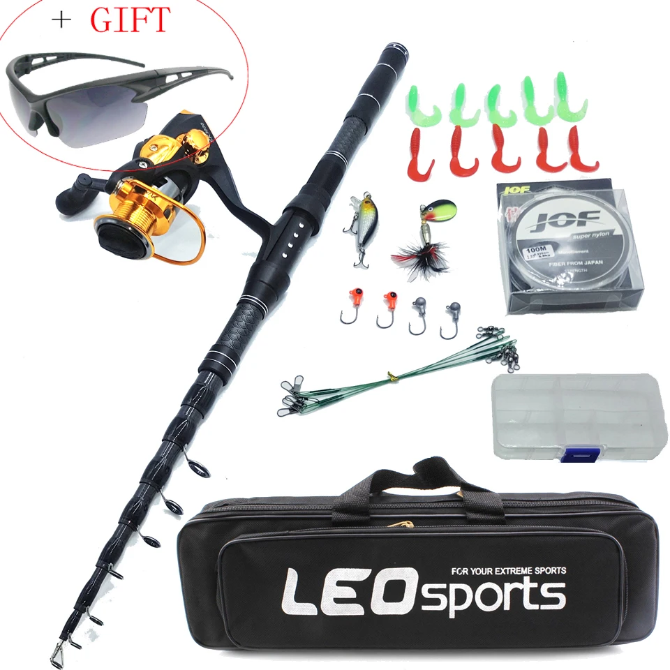 fishing rod with reel bait lure set line bag 1.8-3m rod combo short hard travel rod boat rock spinning stick for bass carp pike