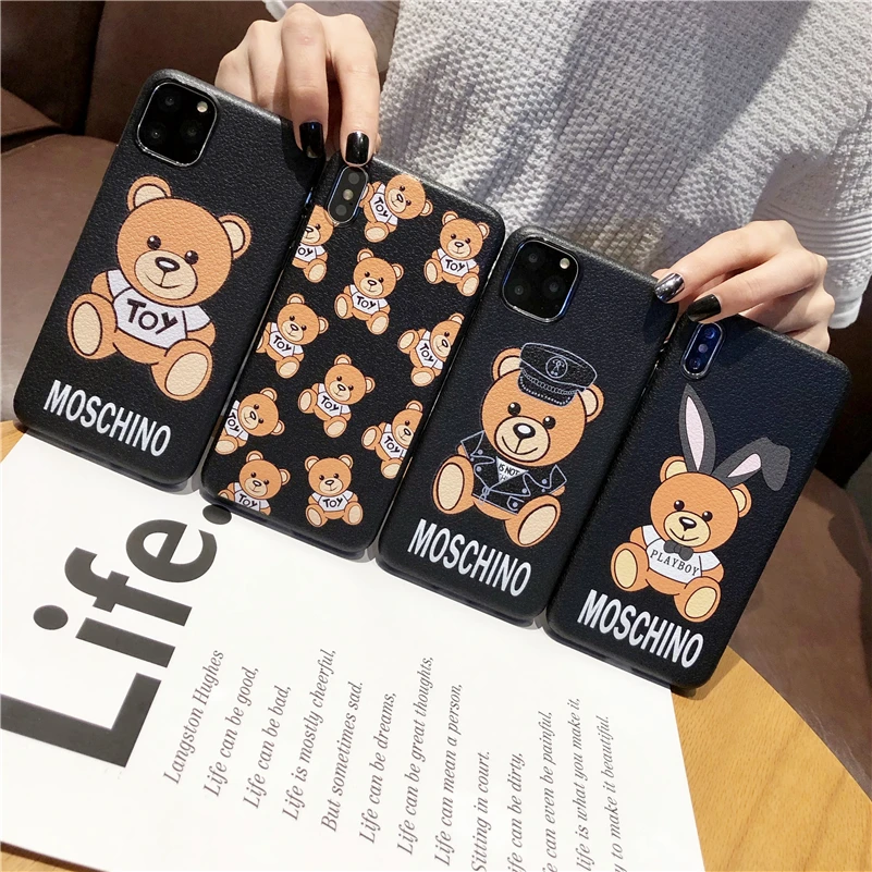 

Luxury Cute Bear Phone Case For iPhone 11 11Pro Max XR XS X XS Max 7 8 6 6S Plus Shockproof Protective Back Cover capa