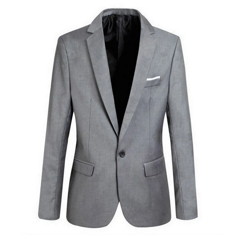 Роскошные Для мужчин Slim Fit блейзер Модные однотонные Для мужчин s пиджак свадебное платье пальто Повседневное Бизнес мужской пиджак - Цвет: Gray