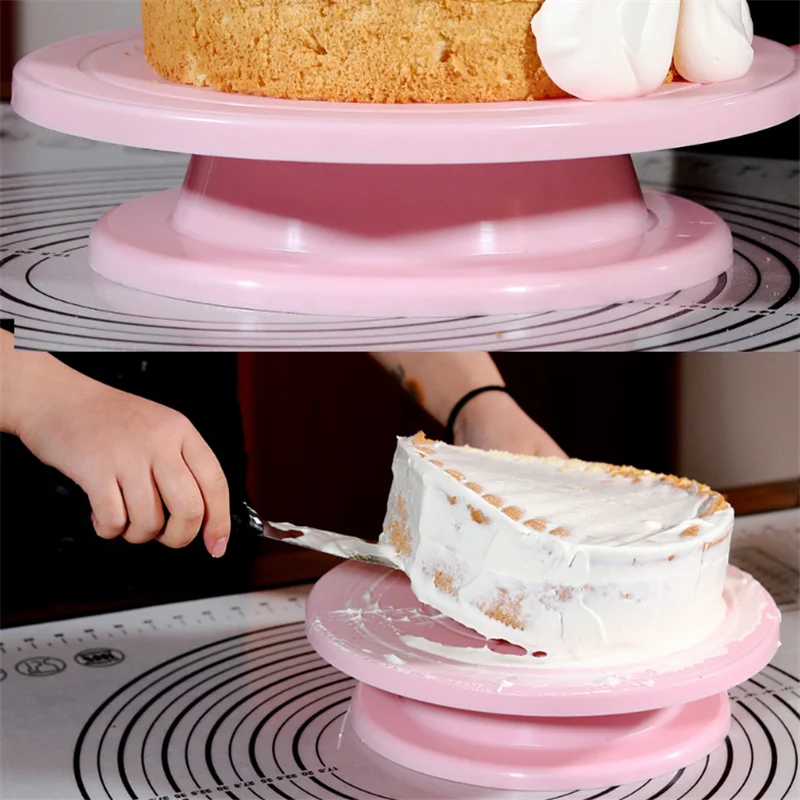 Plastic Cake Plate Turntable Rotating Anti-skid Round Cake Stand Cake Decorating Rotary Table Kitchen DIY Pan Baking Tool