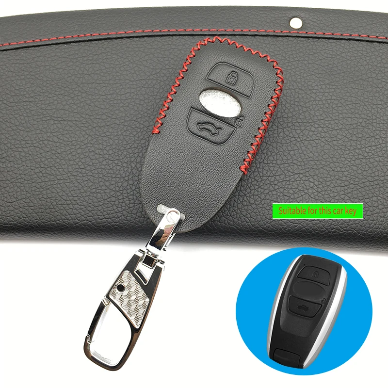 

Top layer leathe key case key bag key cover For Subaru BRZ XV Forester Legacy Outback key cover case 3 buttons protect shell