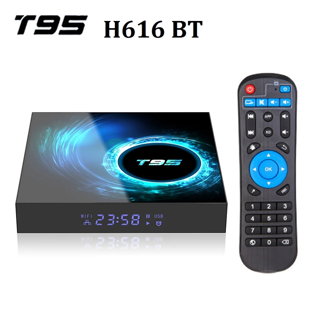 Приставка Смарт-ТВ T95 H616 BT 2 4G стандартная Wi-Fi Bluetooth 4 Гб ОЗУ 32 ГБ 64 128 ПЗУ медиаплеер