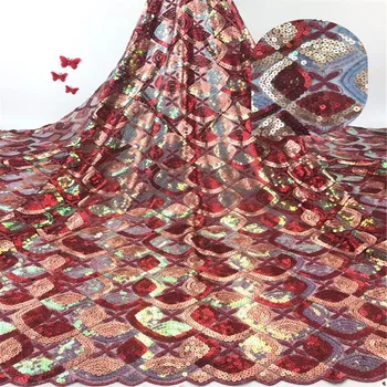 

Madison Organza Lace Fabrics with Sequins Fashion New Arrival African Tulle Mesh Lace for Wedding Dress Sequins Lace Fabric