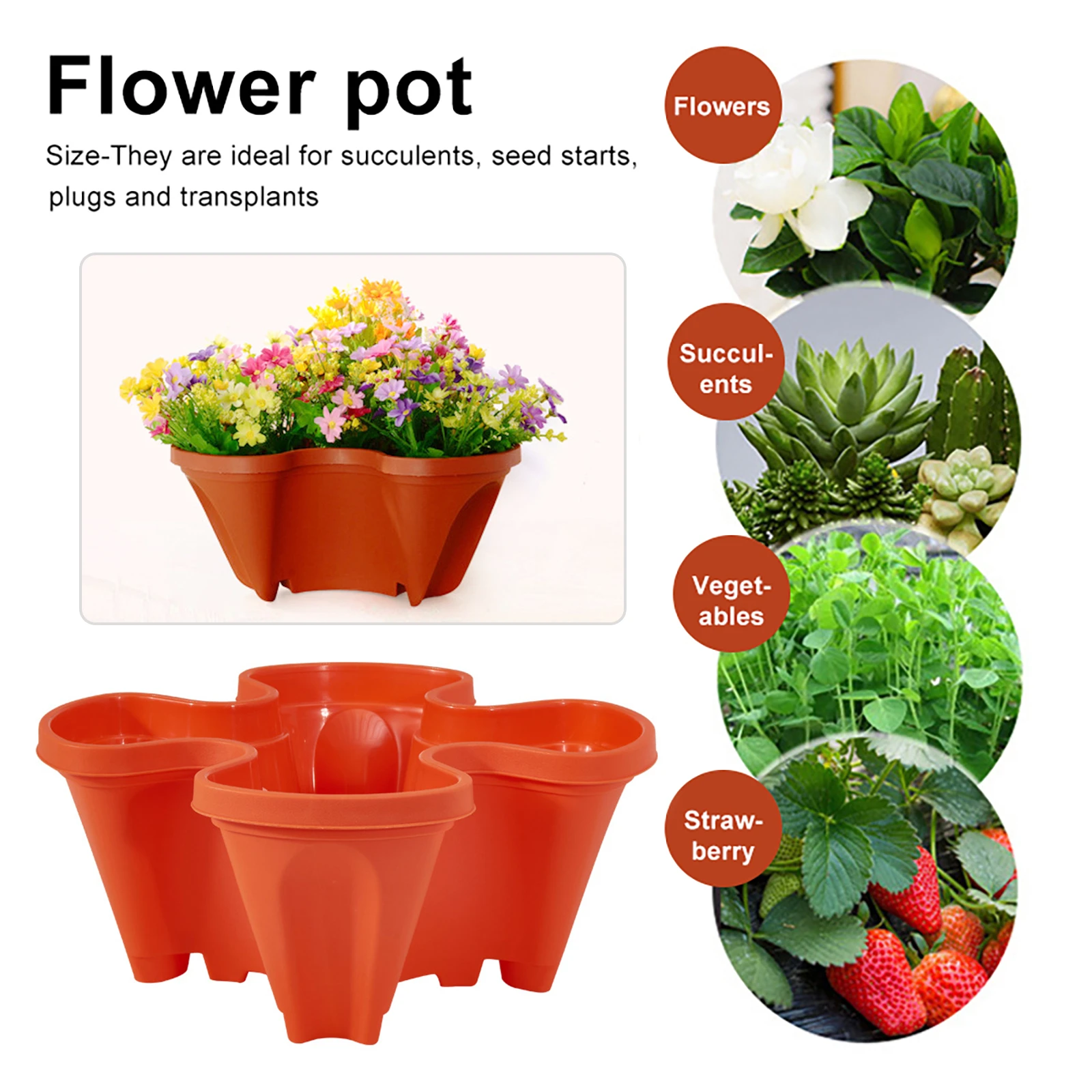 Vertical Stackable Strawberry Herb Garden Planter Flower Veg Pots DIY