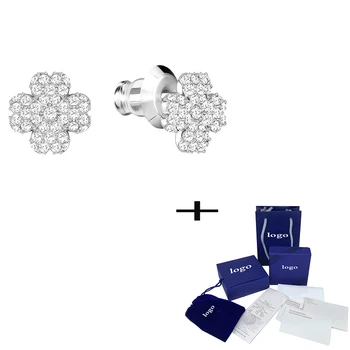 

SWA New Exquisite Simple Crystal Romantic Flower Earrings Fashion Elegant Lady Jewelry Valentine's Day Romantic Gift