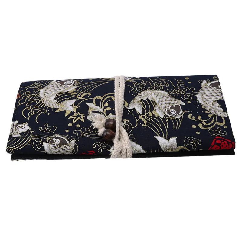 Tibetan black koi Китайский стиль сумка макияж кисти основа для бровей тени для глаз румяна пудра Кисть для макияжа губ Макияж сумка для хранения - Цвет: Tibetan black koi