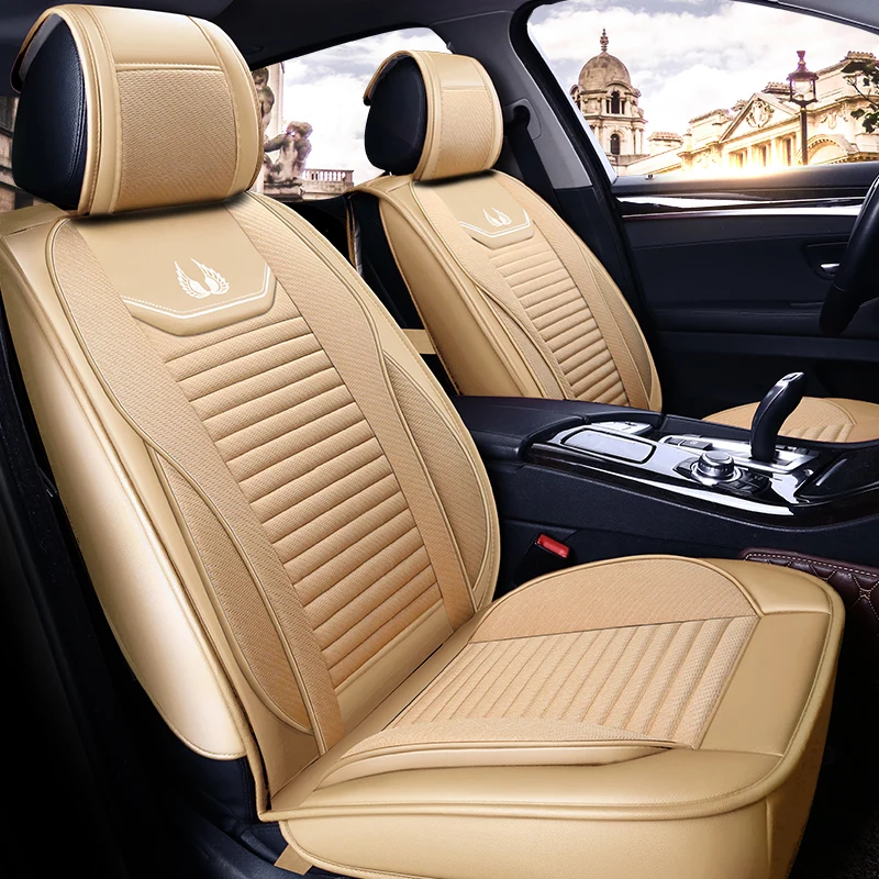 Полное покрытие из искусственной кожи чехлы для автомобильных сидений льняного