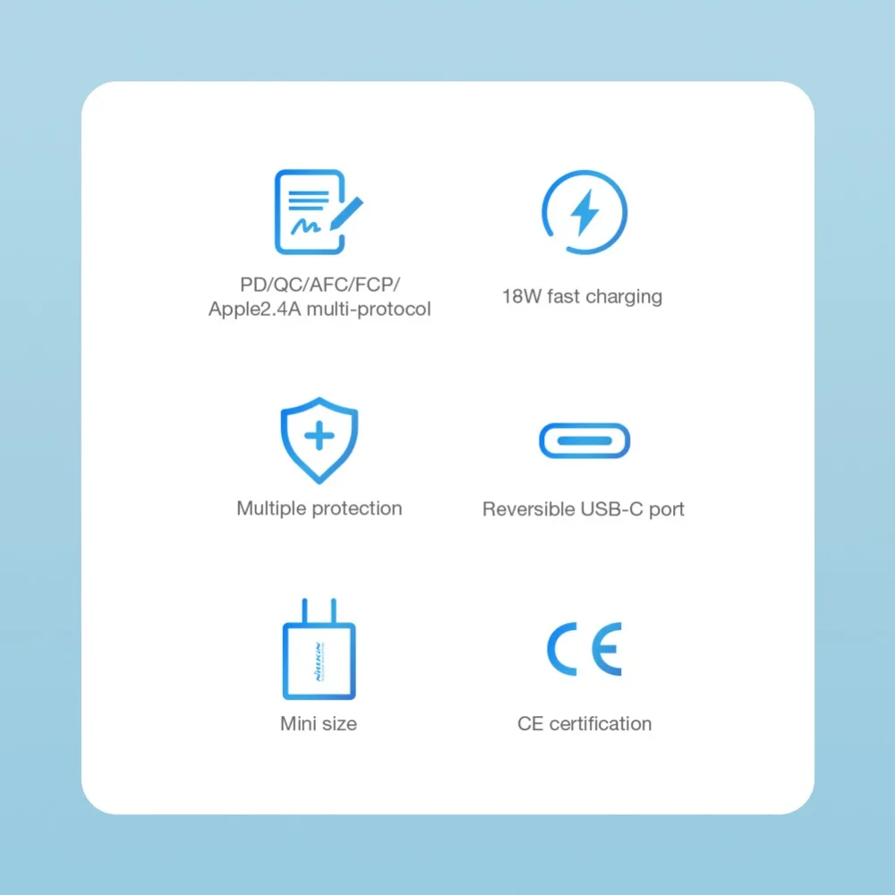 NILLKIN Quick Charge18W PD Зарядное устройство usb type C быстрое зарядное устройство портативное зарядное устройство для мобильного телефона для iPhone 11/11 Pro для Mi 9