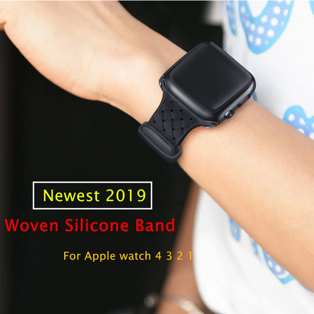 Силиконовый ремешок для apple watch 44 мм 40 мм iwatch 42 мм 38 мм браслет с тканым узором ремешок для apple watch 4 5 3 2 1