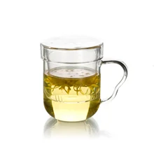 1 х 375 мл термостойкий стеклянный цветочный чайник офисные чашки с ушной ручкой