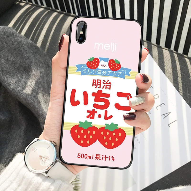 Чехол для телефона iPhone 11 ProMax XR XS MAX X клубничное молоко Apple 8 7 6 5S s Plus Мягкий