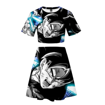 

Dragon Ball 3D Printed Women Two Piece Set Fashion Summer Short Sleeve Crop Top+Skirt 2019 Hot Sale Streetwear Clothes