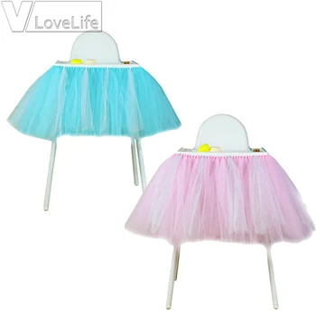 

Tutu Tulle Skirts High Chair Cover Cloth Birthday Party Decoration Baby Shower Decorations for Boys Girls