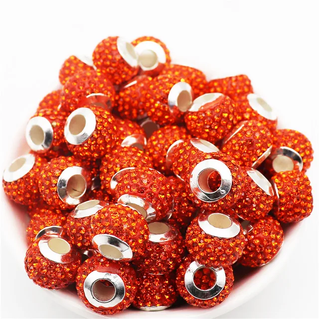 20Pcs New Assorted Color Luxury Rhinestone Large Hole Spacer Fit Pandora Charms Bracelet Hair Beads for Women DIY Jewelry Making Big Luxury Color 8