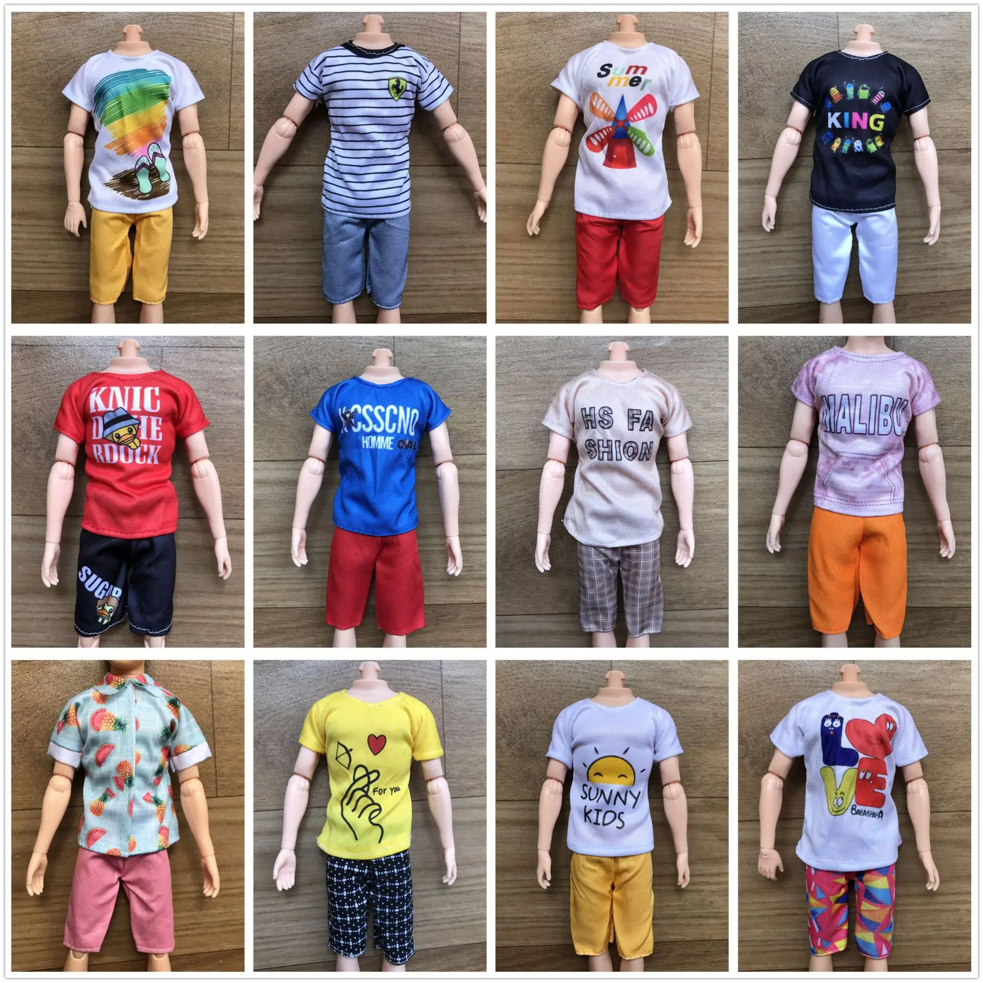 

Summer Ken Doll Clothes Casual Suit Daily Wear T-shirt Pants Ken the Boyfriend Doll Clothes for Doll Accessories 1/6