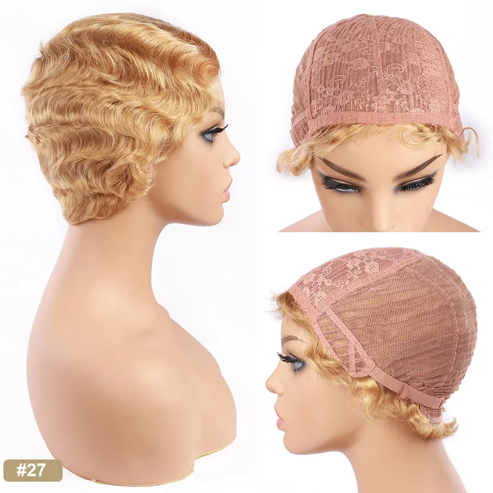 Onda do Dedo Peruca de Cabelo Perucas de Cabelo Humano para as Mulheres em Linha Allove Pixie Corte Peruca Humano Curto Encaracolado Reta Bob 6 Cheap Apliques com cabelo humano