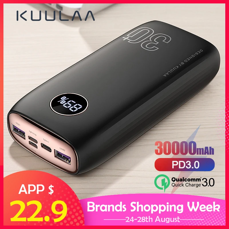 KUULAA Powerbank 30000mAh za $36.99 / ~136zł