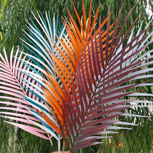 10pcs Artificial Single Palm Leaf Simulation Plant Plastic Palm Tree
