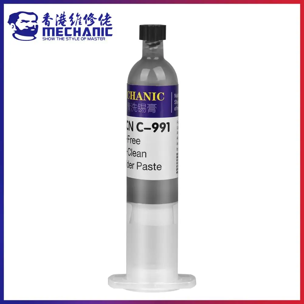 

MECHANIC Original C991 Lead-Free Solder Tin Paste 183C Melting Point Sn63/Bi35/Ag1 Welding Flux Cream BGA LED Rework Repair Tool