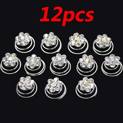 12pcs Style 3 Модные свадебные заколки для волос, украшения для волос, заколки для волос с цветком из кристаллов, свадебная заколка с жемчугом, украшение для волос для женщин и девочек - Цвет: 12pcs Style 3