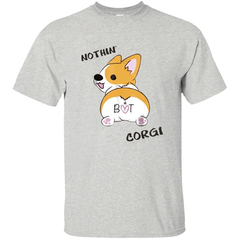 Повседневная футболка на заказ с надписью «nothing but corgi dog», стандартная Мужская футболка с круглым вырезом, S-5xl футболка - Цвет: Men-Gray