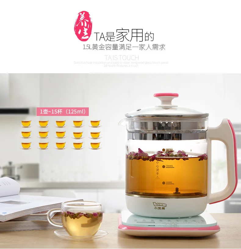 Small Raccoon Health Pot Fully Automatic Thick Glass Electric Teapot Boiling Multi-functional Water Boiling Teapot Tea Cooker