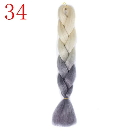 34 24inch Jumbo Braids Long Ombre Jumbo Synthetic Braiding Hair Crochet Blonde Pink Blue Grey Hair Extensions African Viscera - Цвет: 34
