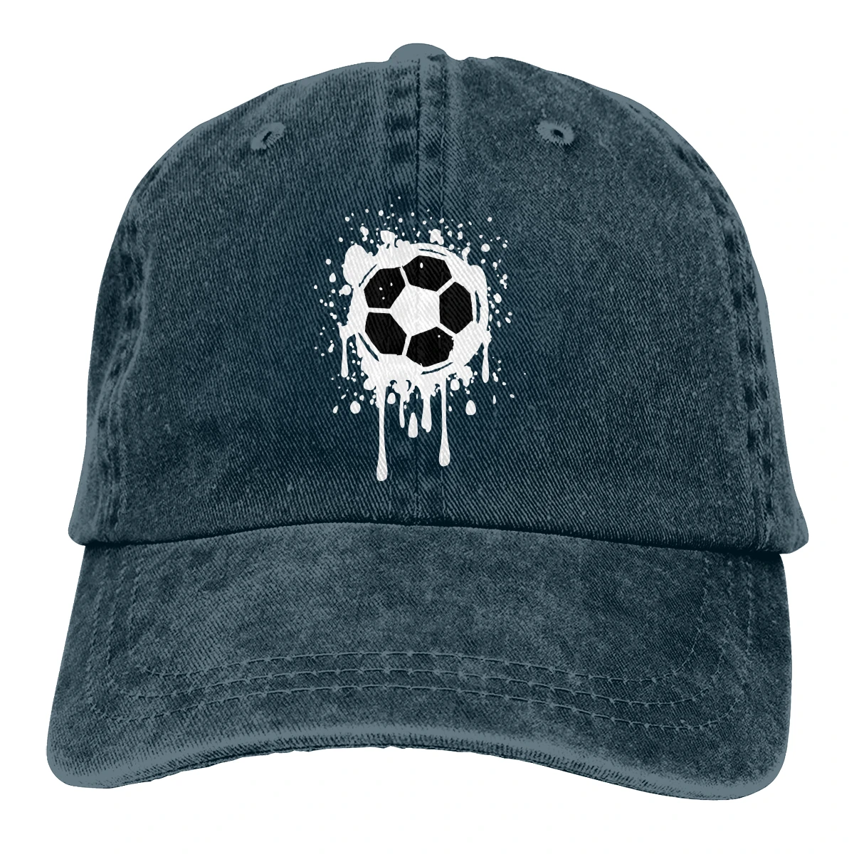 Состаренные футбольные мячи Casquette черные унисекс Мужские Женские джинсовые бейсболка с ремешком кепки Регулируемый Гольф папа шляпа