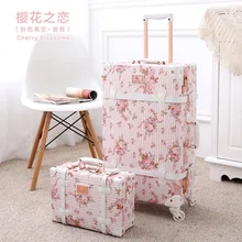 Женский чемодан 2" 22" 2" 26" для путешествий, Ретро стиль, чемодан с цветочным рисунком, тележки для путешествий, багажные сумки с колесами