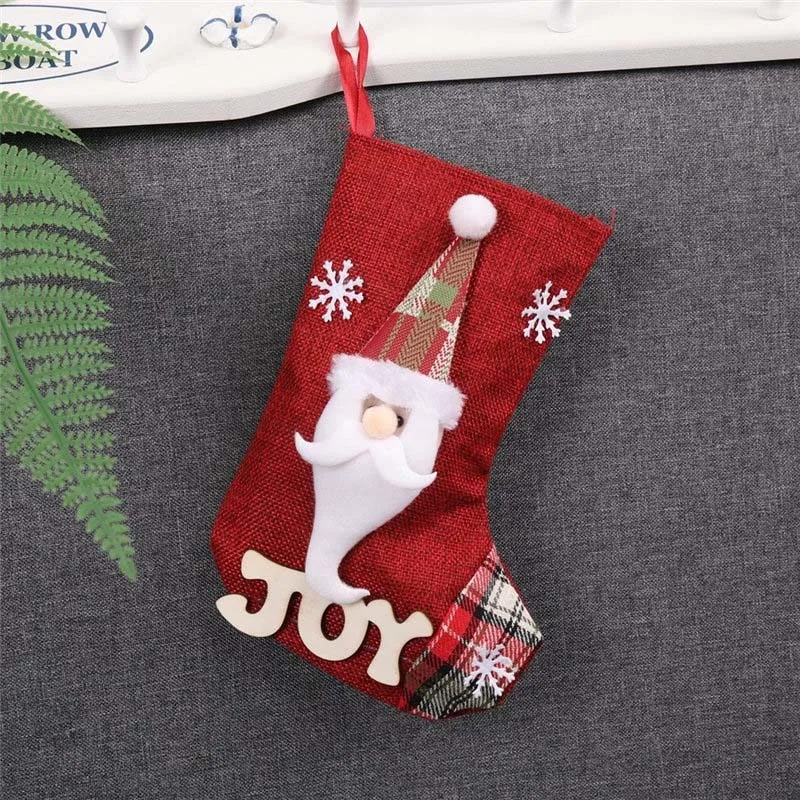 Рождественские носки-чулки с Санта-Клаусом и снеговиком, подвесные украшения с подвеской в виде елки, подарочные сумки для дома, новогодние вечерние украшения 62731 - Цвет: 2PD-62732-1