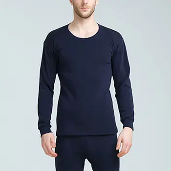 

2019 Autumn Winter Men's Solid Color Low Collar Thermal Underwear Set Models Plus Velvet Thick Thermal Underwear