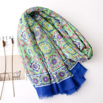 

2020 luxury scarf women autumn spring Japanese style long oil painting pattern hijab scarf Sjaal Muslim Hijab Snood