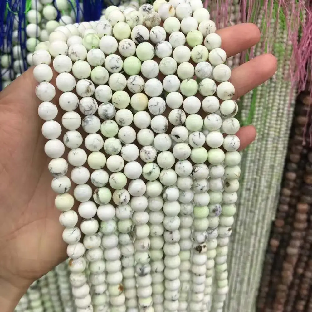 1 strands Natural Genuine Yellow Green Australian Turquoise Round Loose Gemstone Beads 6-12 mm 15