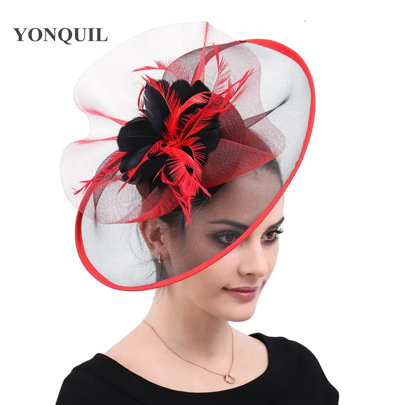 Women Feather Mesh Feathers Fascinator Hats Ladies Elegant Kenucky Derby Cocktail Fedora Hats Elegant Headband hair accessories