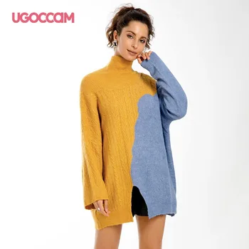 

UGOCCAM Women Autumn Sweater Casual Loose Turtleneck Knitted Jumpers Pullovers Streetwear Winter Long Sleeve Fashion Oversize