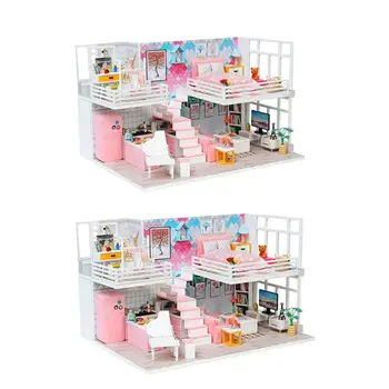 

Doll House DIY Wooden Miniature Dollhouse Furniture Toy Kid Birthday Gift